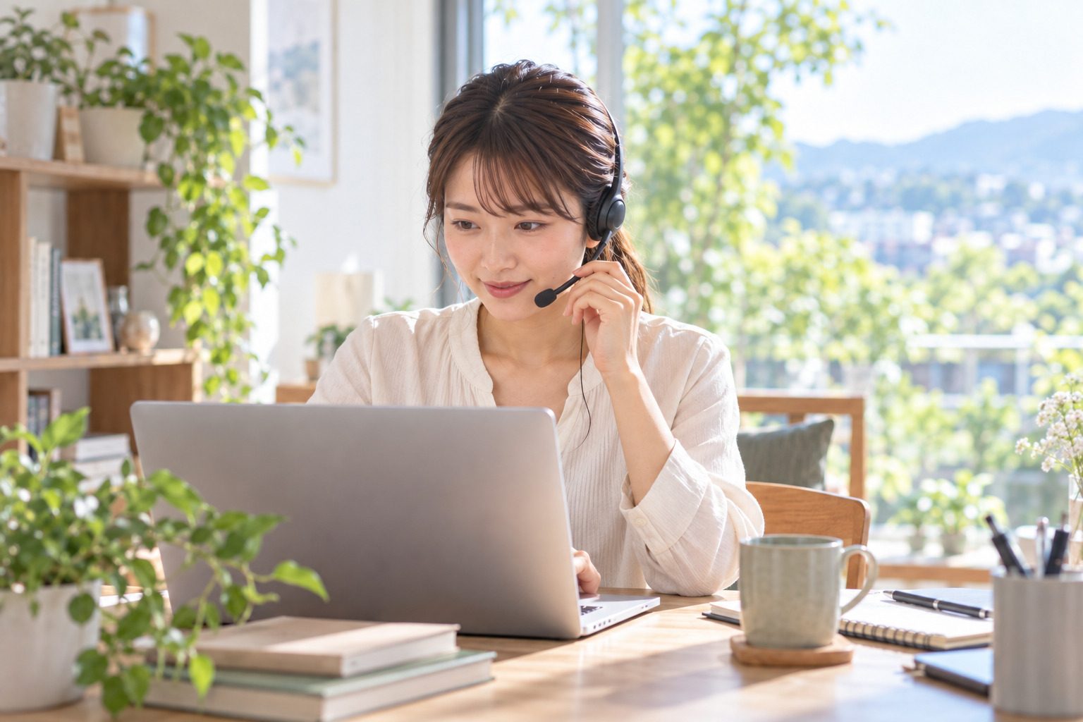 自宅から働く様子