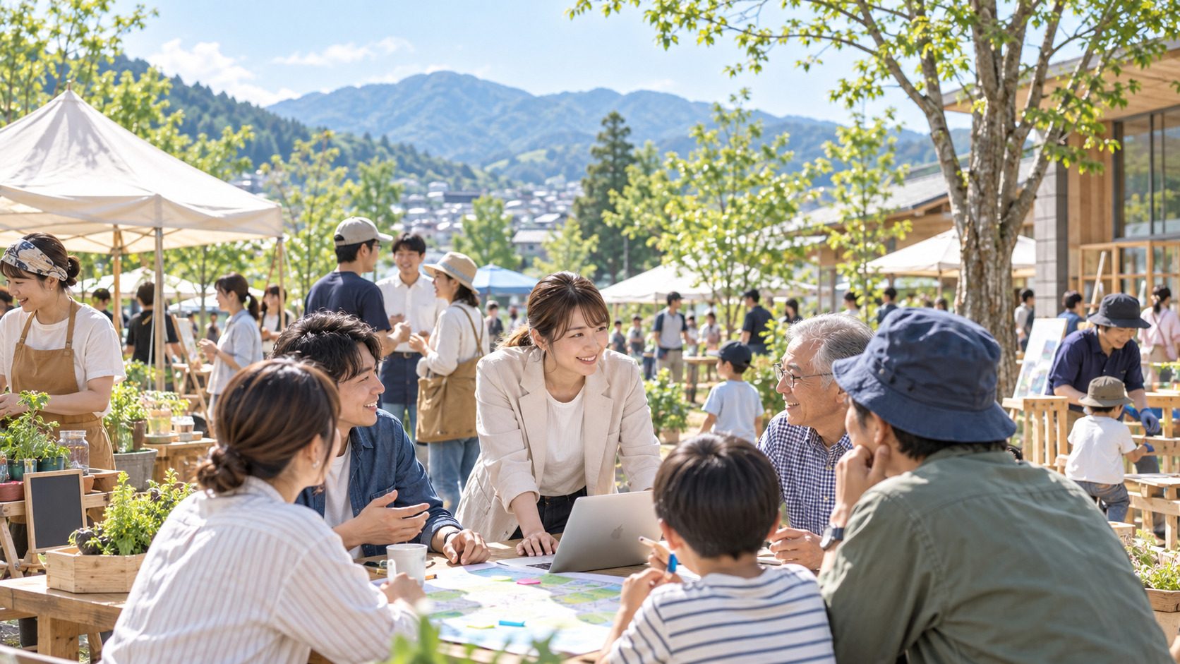 地域の催しに集まる人々