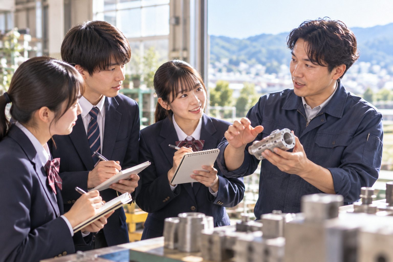 学生と社会人が話している様子